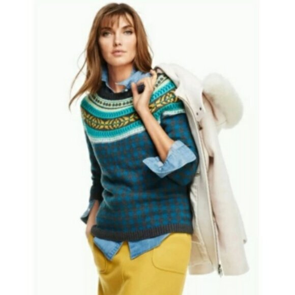 Talbots Nordic Fair Isle Sweater Womens Medium Lambswool Blend Sz.M - Picture 3 of 7